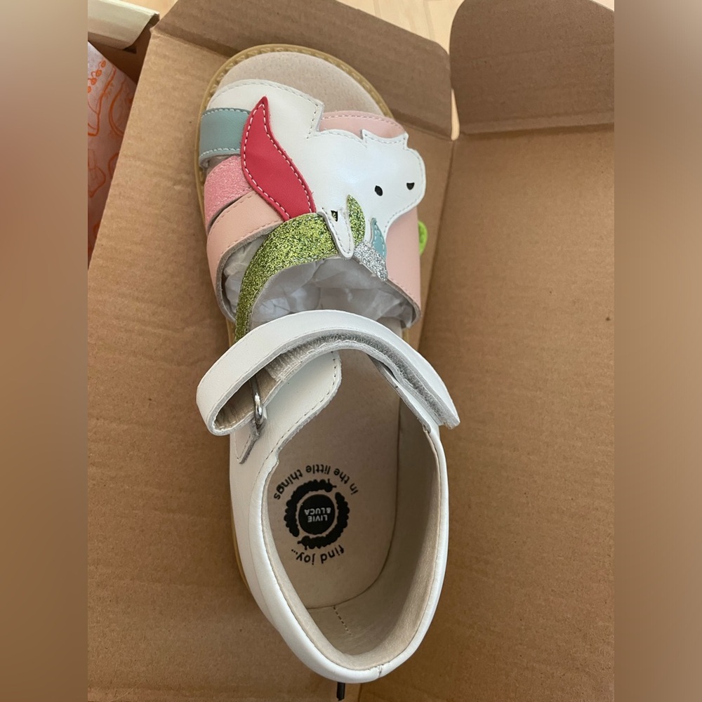 Livie and Luca size 3Y unicorn rainbow colored shoes leather